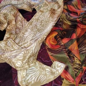 Two BEAElegant Floral Gold and Multicolor Scarf